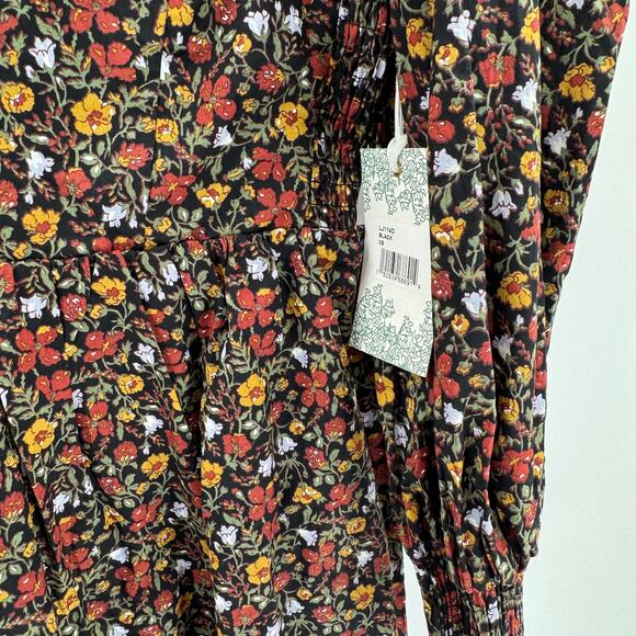 Hyacinth House Tuckernuck Mini Dress Dark Floral Sz XS LS Square Neck - Picture 5 of 6